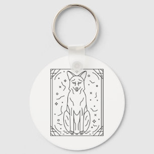 Sorrowful Canine With Geometric Frame And Symbolic Key Ring