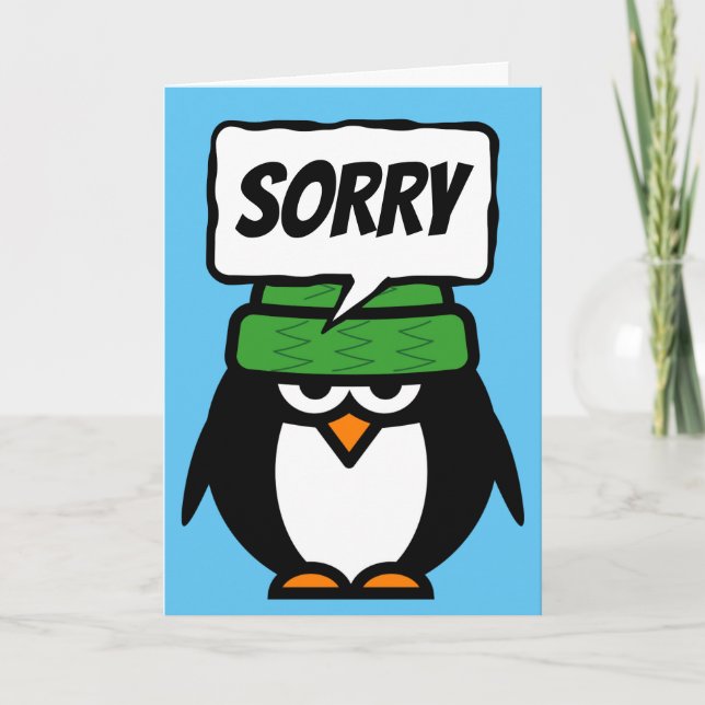 Sorry apology card with funny penguin cartoon (Front)
