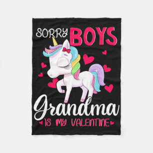 Sorry Boys Grandma Is My Valentine Valentine's Day Fleece Blanket