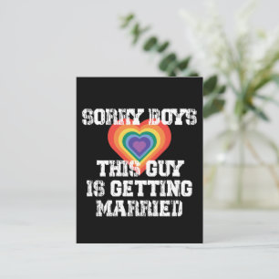 Sorry Boys This Guy Is Getting Married Gay Postcard