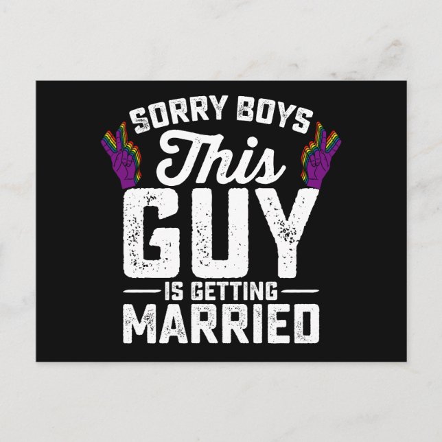 Sorry Boys This Guy Is Getting Married Gay Postcard (Front)