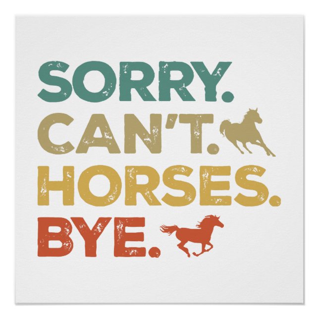 Sorry Can't Horses Bye Poster (Front)