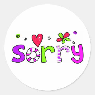 sorry classic round sticker