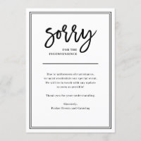 Sorry for Inconvenience | Cancellation or Postpone