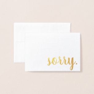sorry gold foil card