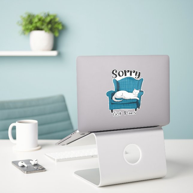 Sorry Got Plans Funny Cat Lover Gift  (Laptop On Desk)