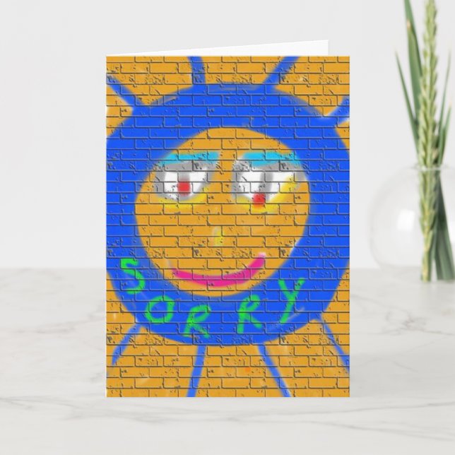 Sorry Graffiti, Art Sad Face, Sadness Regret Card (Front)