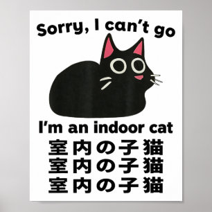 Sorry I Can’t Go I’m An Indoor Cat Funny Indoor Ki Poster