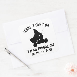 Sorry I Can’t Go I’m an Indoor Cat Funny Kitten Square Sticker