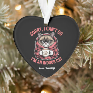 Sorry I Can't Go I'm an Indoor Cat Funny Cat Lover Ornament