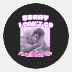 Sorry I Can't Go I'm An Indoor Cat Funny Kitten Me Classic Round Sticker