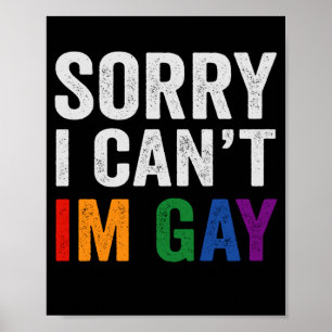 Sorry I Can't I'm Gay Funny Pride Month Gift Poster