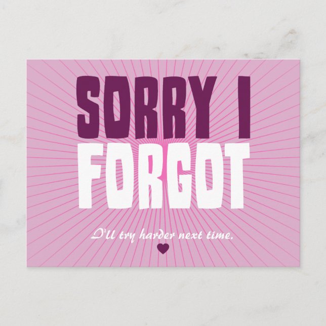 Sorry I Forgot Postcard (Front)