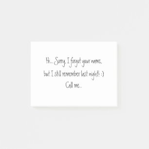 Sorry I forgot your name! Dating Love Black White Post-it Notes