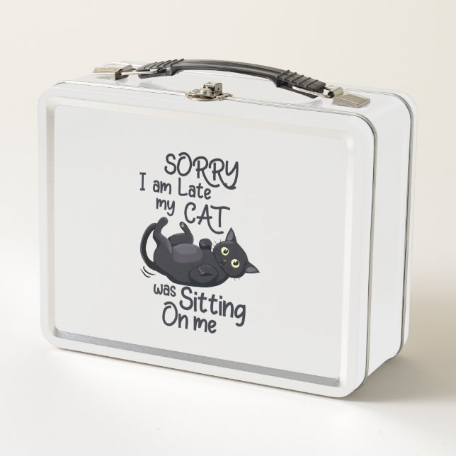 Sorry I’m Late – Cat Rules! Metal Lunch Box (Front)
