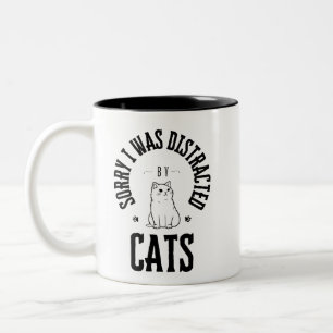 Sorry I was distracted by cats buttons Two-Tone Coffee Mug