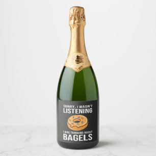 Sorry I Was thinking about Bagels Jewish Hanukkah Sparkling Wine Label
