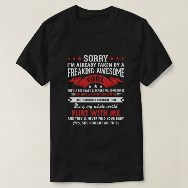 Sorry Im Already Taken By Freaking Awesome Girl Fu T-Shirt (Design Front)