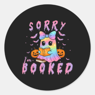 Sorry I'm Booked Ghost Reading Halloween Book Love Classic Round Sticker