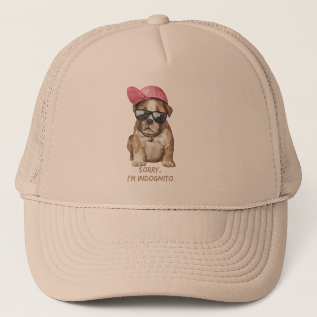 SORRY I'M INDOGNITO (English Bulldog) cute dog pup Trucker Hat (Front)