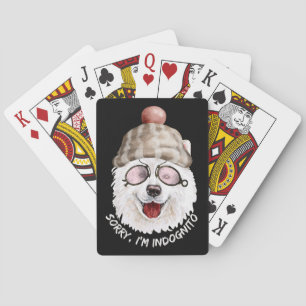 SORRY I'M INDOGNITO (Japanese Spitz) funny dog Playing Cards