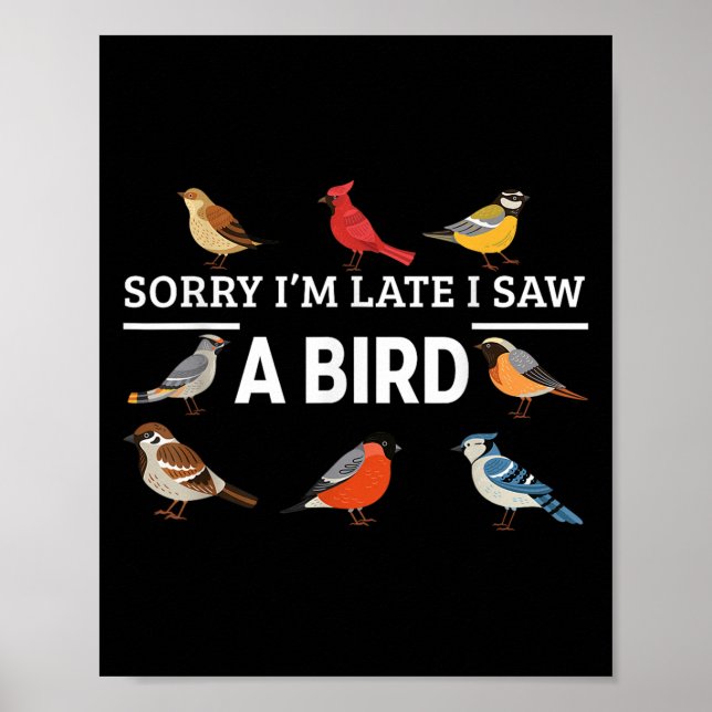 Sorry I'm Late I Saw A Bird Funny Birds Lover Anim Poster (Front)