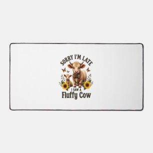 Sorry Im Late I Saw A Fluffy Cow Vintage Highland Desk Mat