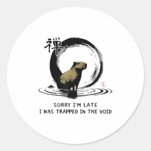 Sorry Im Late I Was Trapped In The Void Capybara Z Classic Round Sticker