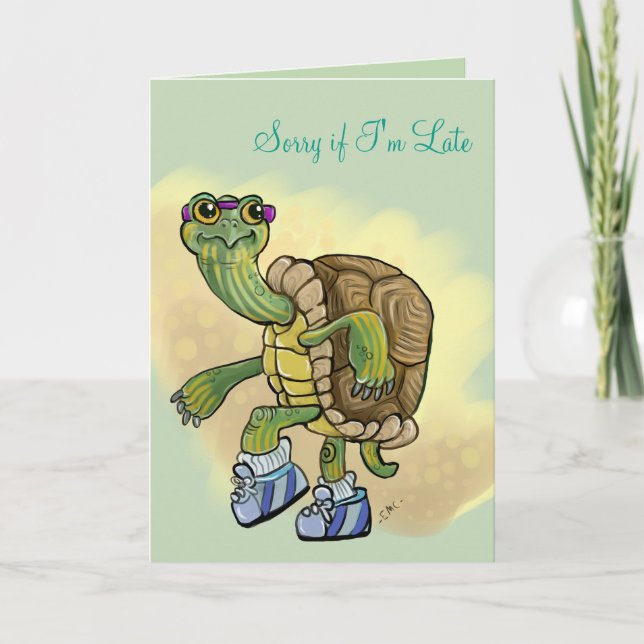 Sorry I'm Late Turtle in Sneakers Card (Front)