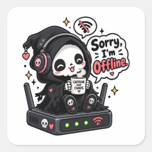 Sorry I'm offline introvert gamer humour Square Sticker