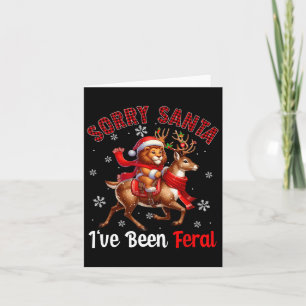 Sorry I've Been Feral Christmas Santa Lion Riding Card