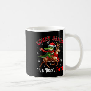 Sorry I've Been Feral Xmas Santa Alligator Riding Coffee Mug