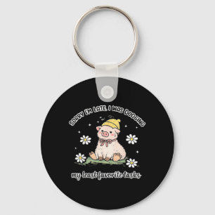Sorry Late was Dodging Favourite Tasks Funny Pig Key Ring