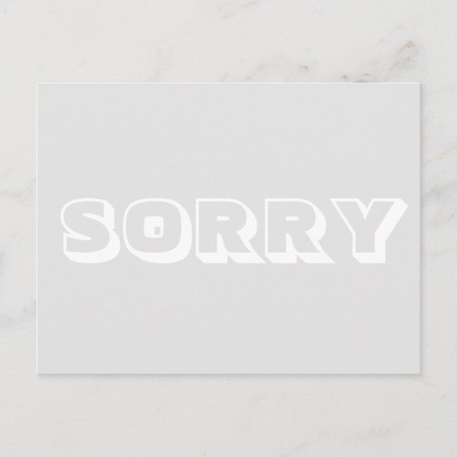 Sorry, light grey white modern bold postcard (Front)