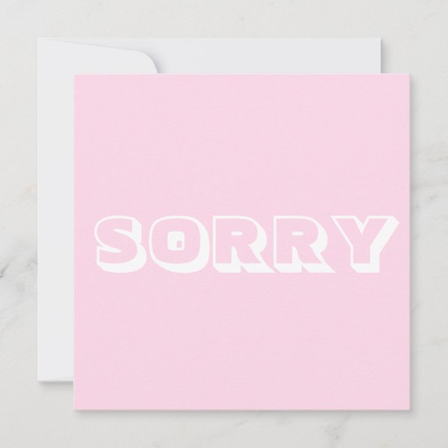 Sorry, light pink white modern bold card (Front)