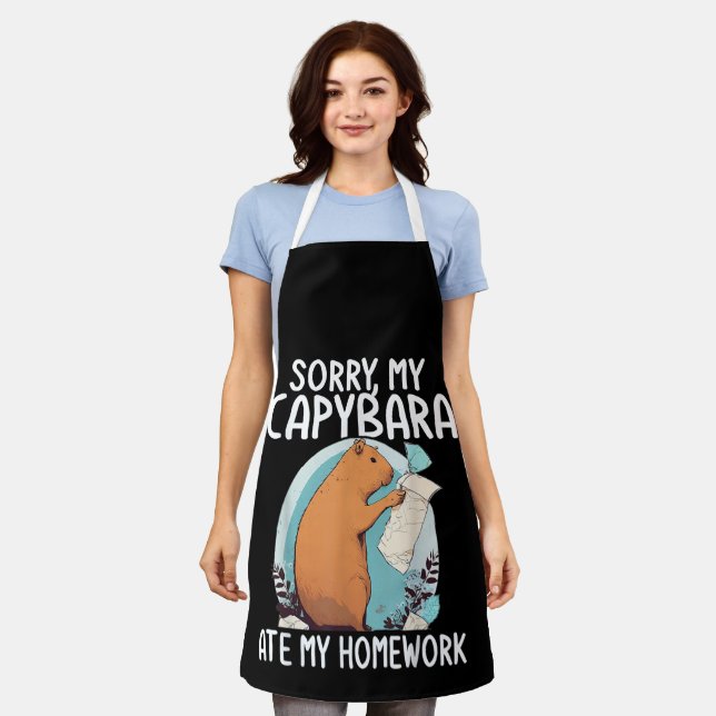 Sorry My Capybara Ate My Homework Funny Apron (Worn)