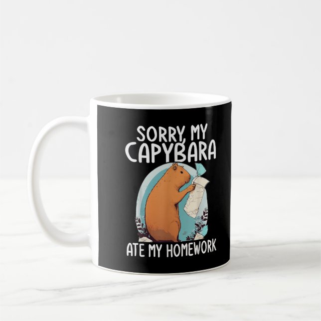 Sorry My Capybara Ate My Homework Funny Coffee Mug (Left)