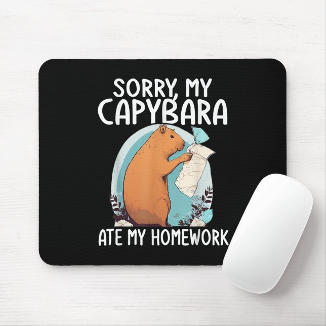 Sorry My Capybara Ate My Homework Funny Mouse Pad (With Mouse)