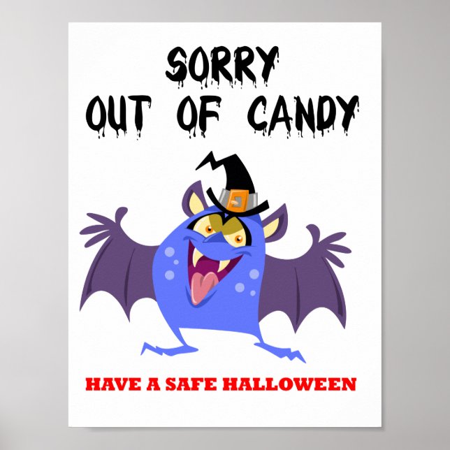 Sorry Out of Halloween Candy Blue Vampire Monster Poster (Front)