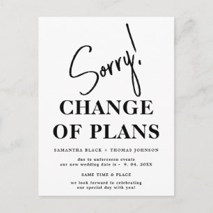 Sorry Postponed Wedding Date Announcement Postcard