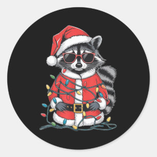 Sorry Santa I've Been Feral, Christmas Raccoon, Sa Classic Round Sticker