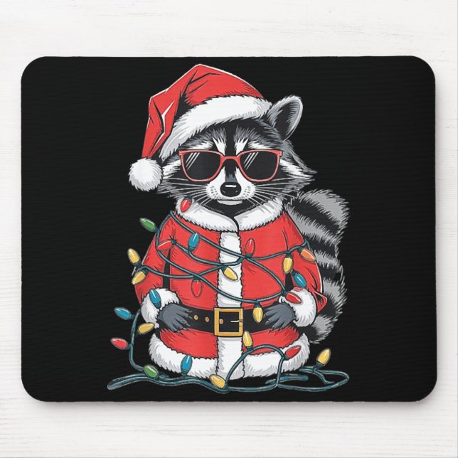 Sorry Santa I've Been Feral, Christmas Raccoon, Sa Mouse Pad (Front)