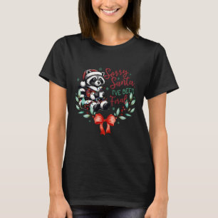 Sorry Santa I've Been Feral Christmas Racoon Coff T-Shirt