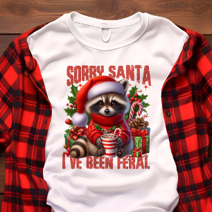 Sorry Santa I've Been Feral Cute Racoon Christmas Tri-Blend Shirt