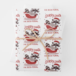 Sorry Santa I've Been Feral Funny Christmas Wrapping Paper Sheet