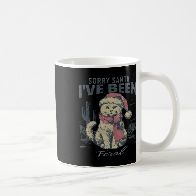Sorry Santa I've Been Feral Girl Christmas Cats Lo Coffee Mug (Right)