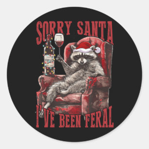 Sorry Santa I've Been Feral Racoon Santa Xmas Classic Round Sticker