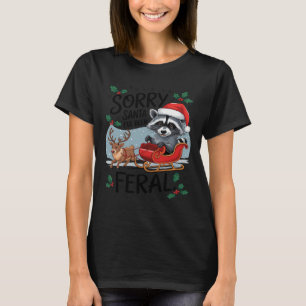 Sorry Santa I've Been Feral Racoon Xmas Lights Re T-Shirt