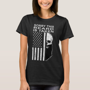 Sorry This Beard Is Taken American Flag Skull Bear T-Shirt