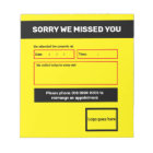 'Sorry we missed you' notepad design